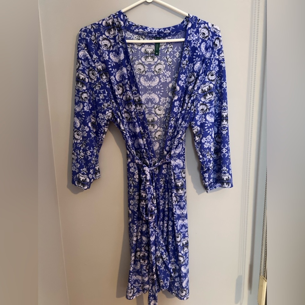 Laura Ashley Blue Floral Robe M